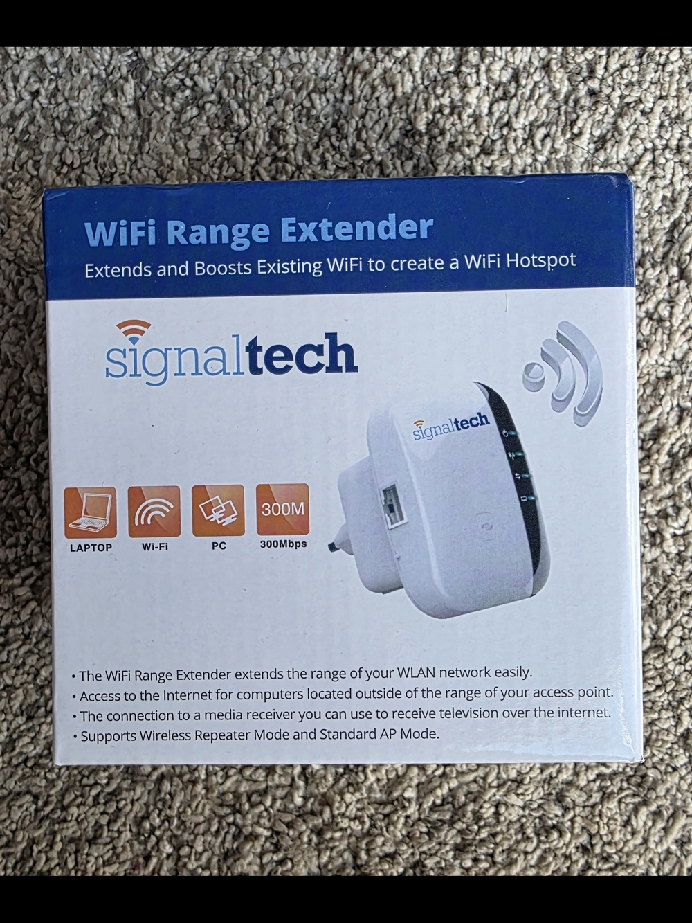 SignalTech White WiFi Range Extender - 300Mbps Boost